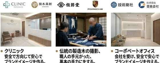 クリニック、職人、コーポレートオフィスの撮影実績